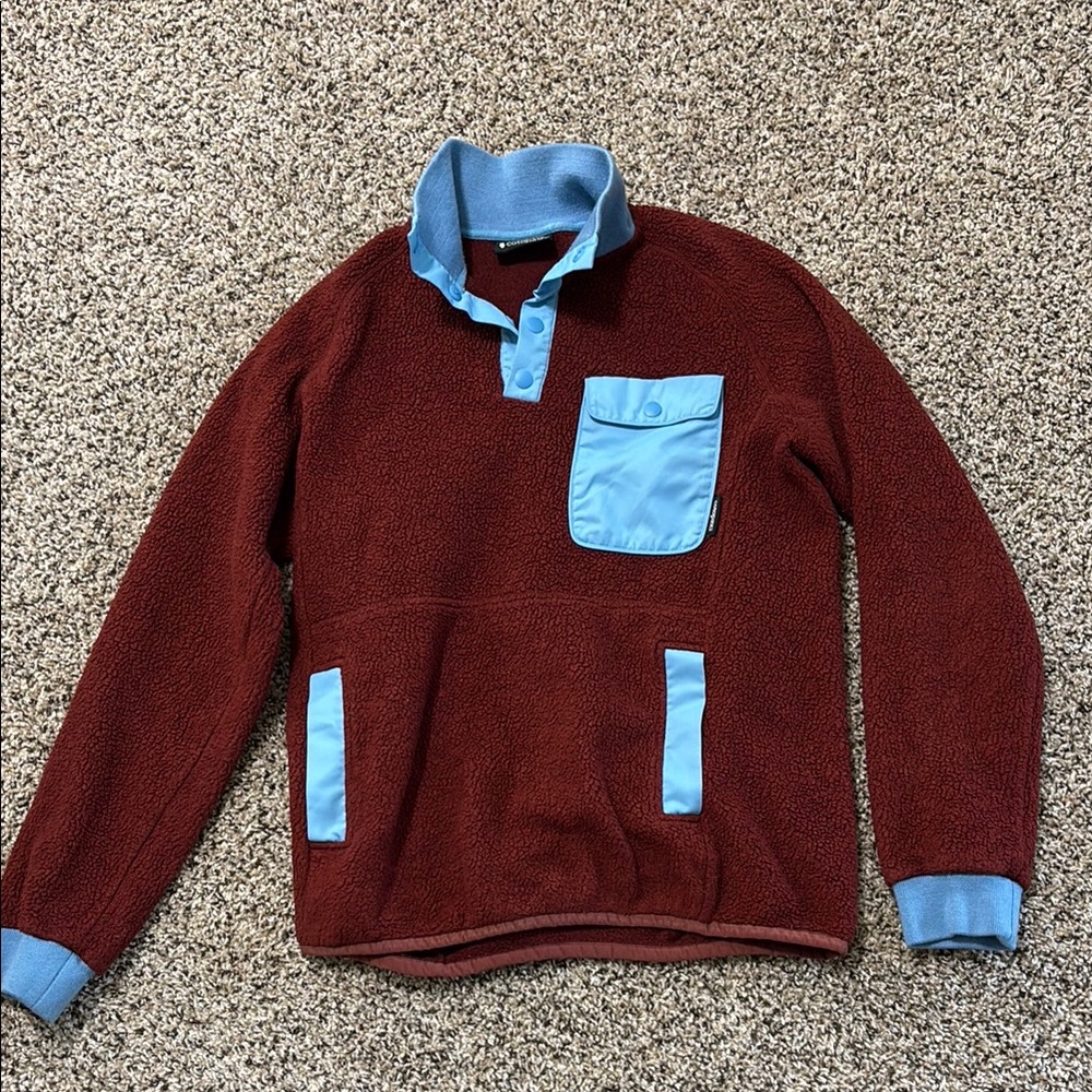 Cotopaxi Blue and Brown Fleece Pullover Sweater